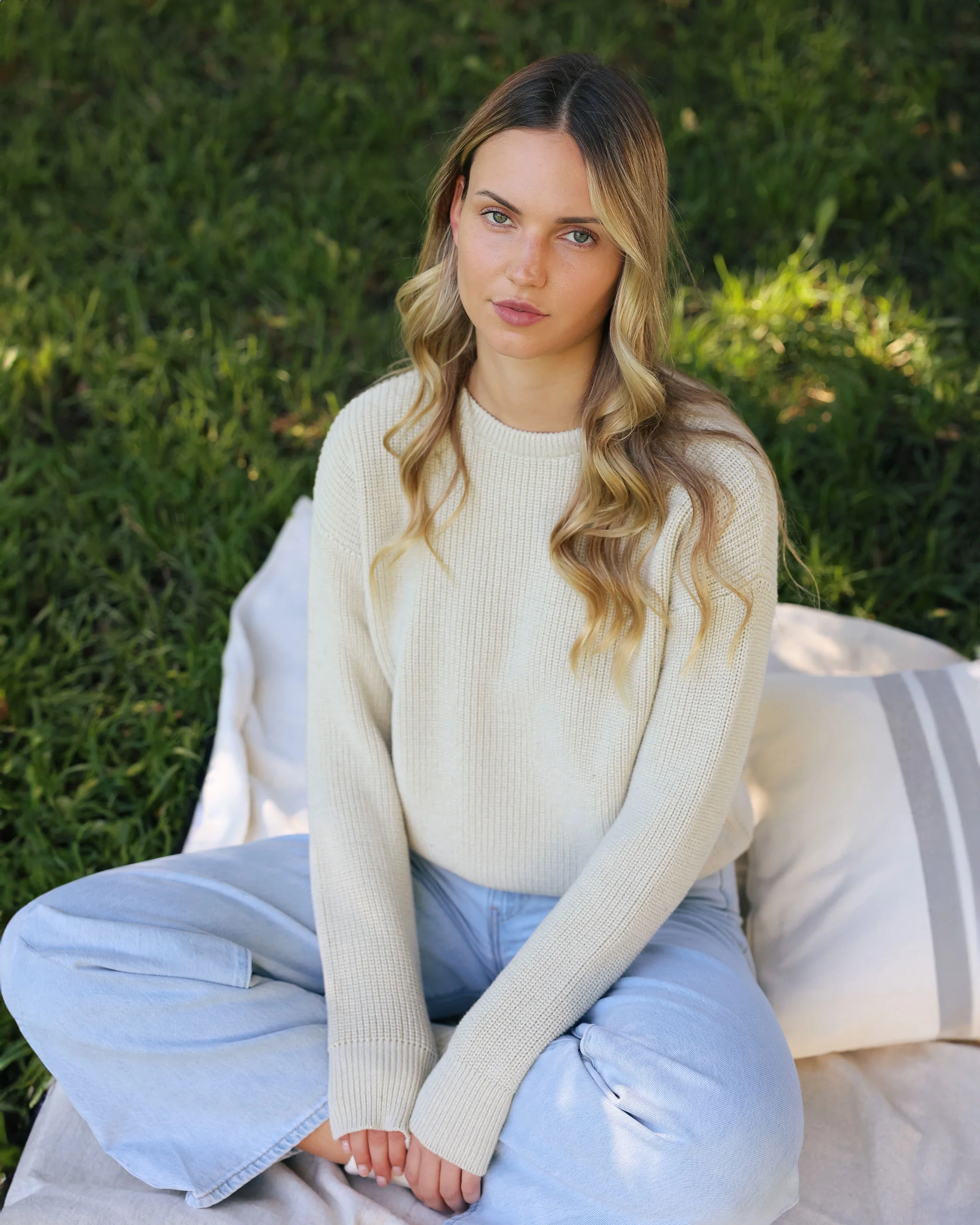 Cotton Knit Sweater Ecru - Unisex - Image 7