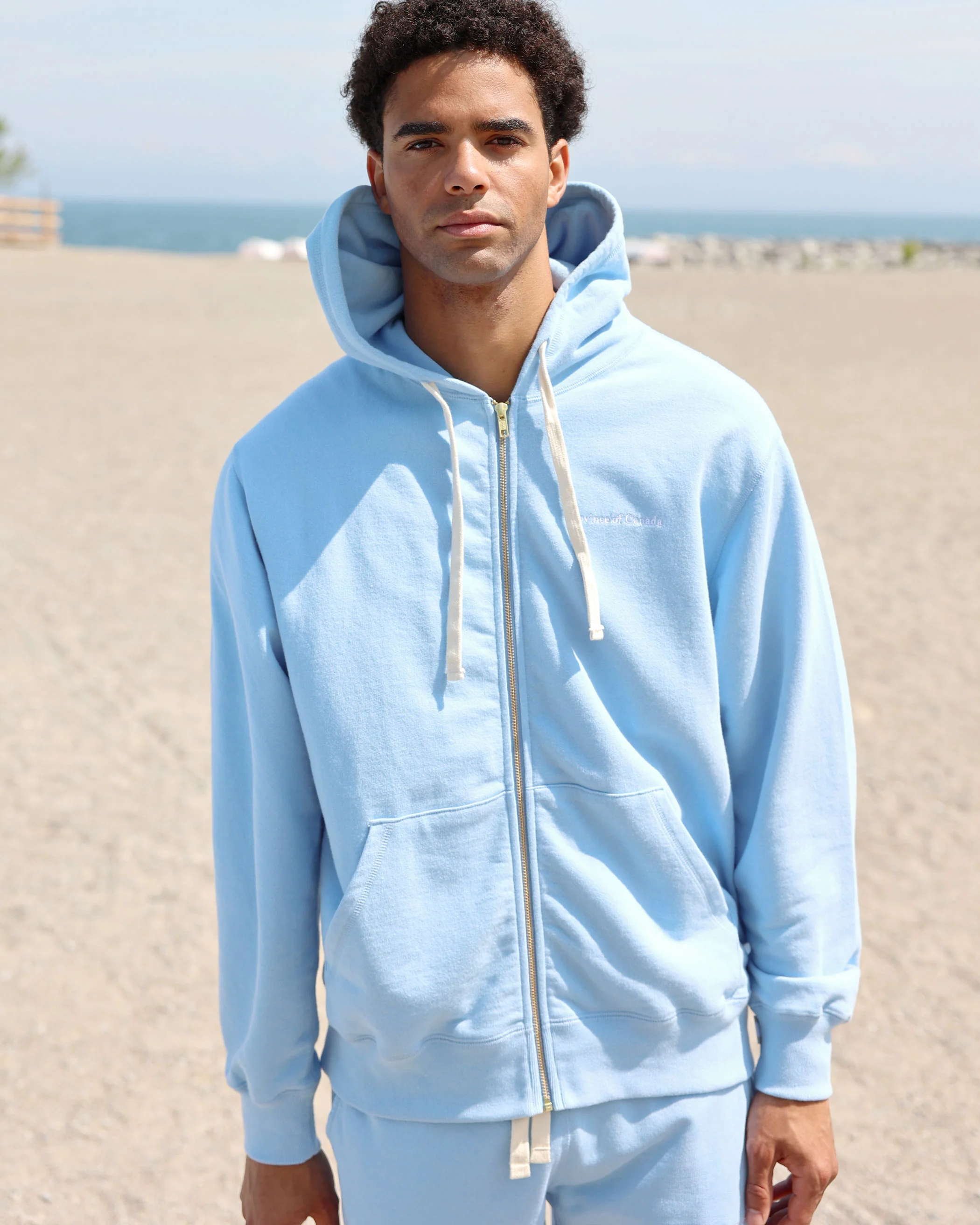 French Terry Zip Hoodie Sky Blue - Unisex - Image 3