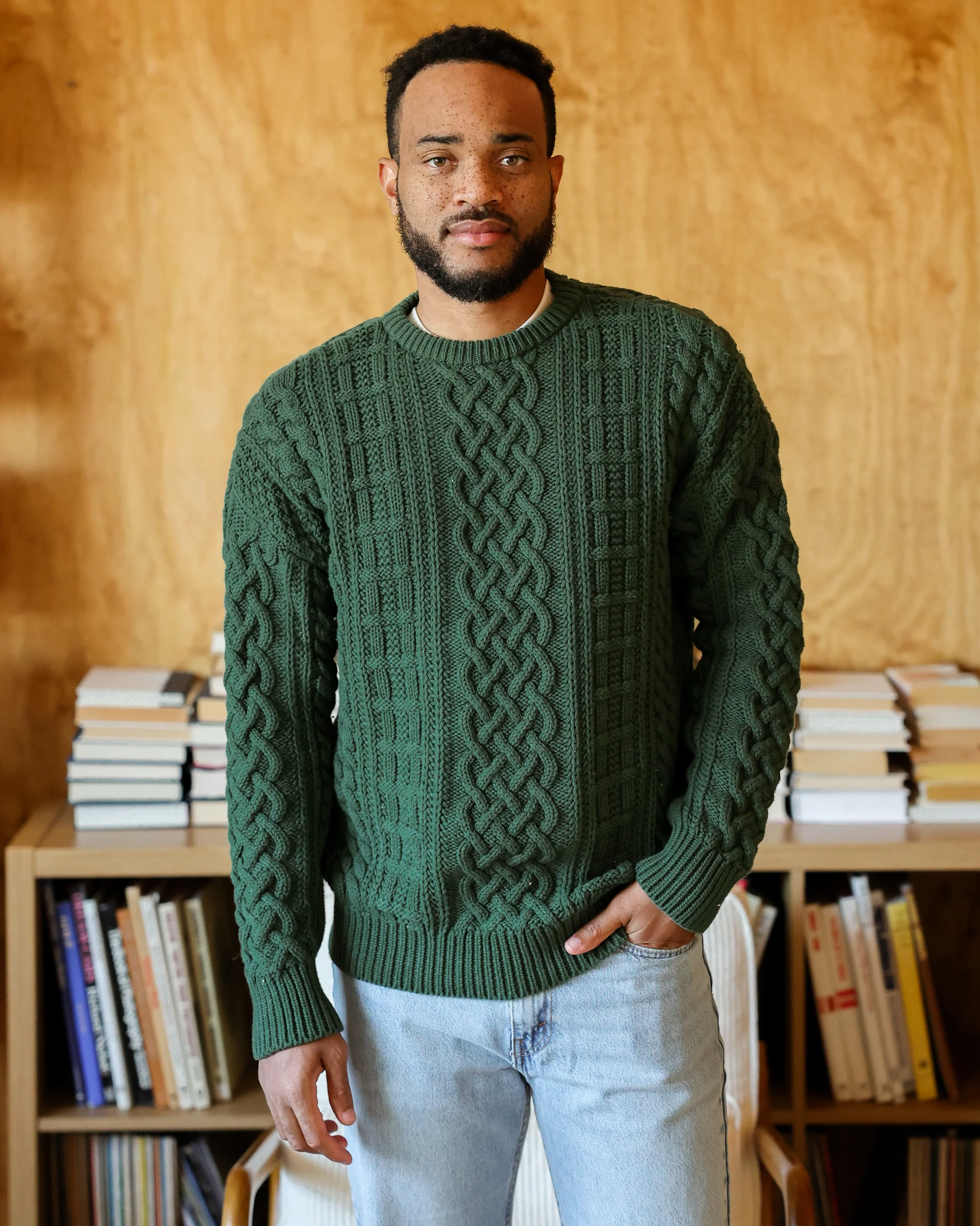 Ivy Cable Knit Sweater Forest - Unisex - Image 3