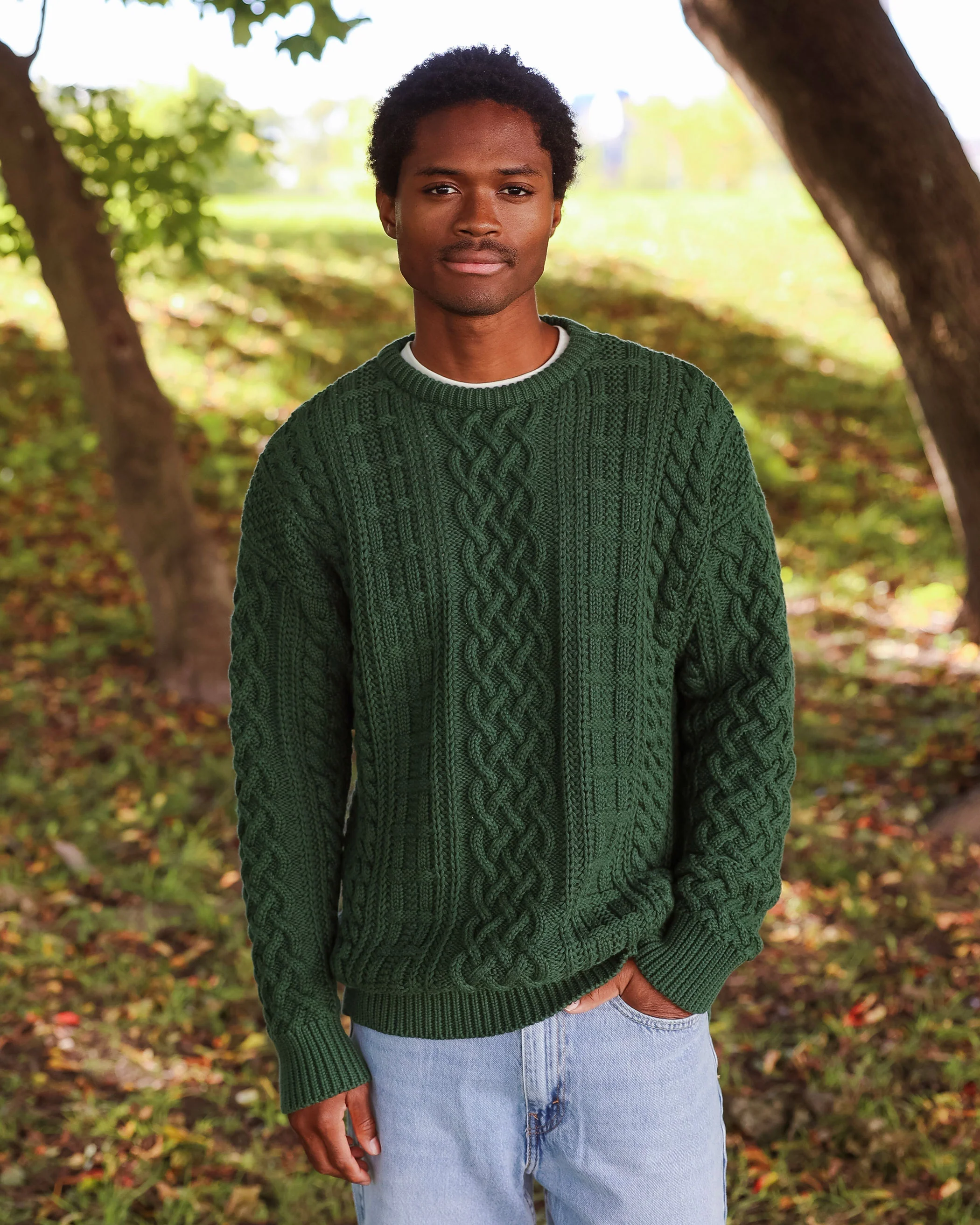 Ivy Cable Knit Sweater Forest - Unisex - Image 7