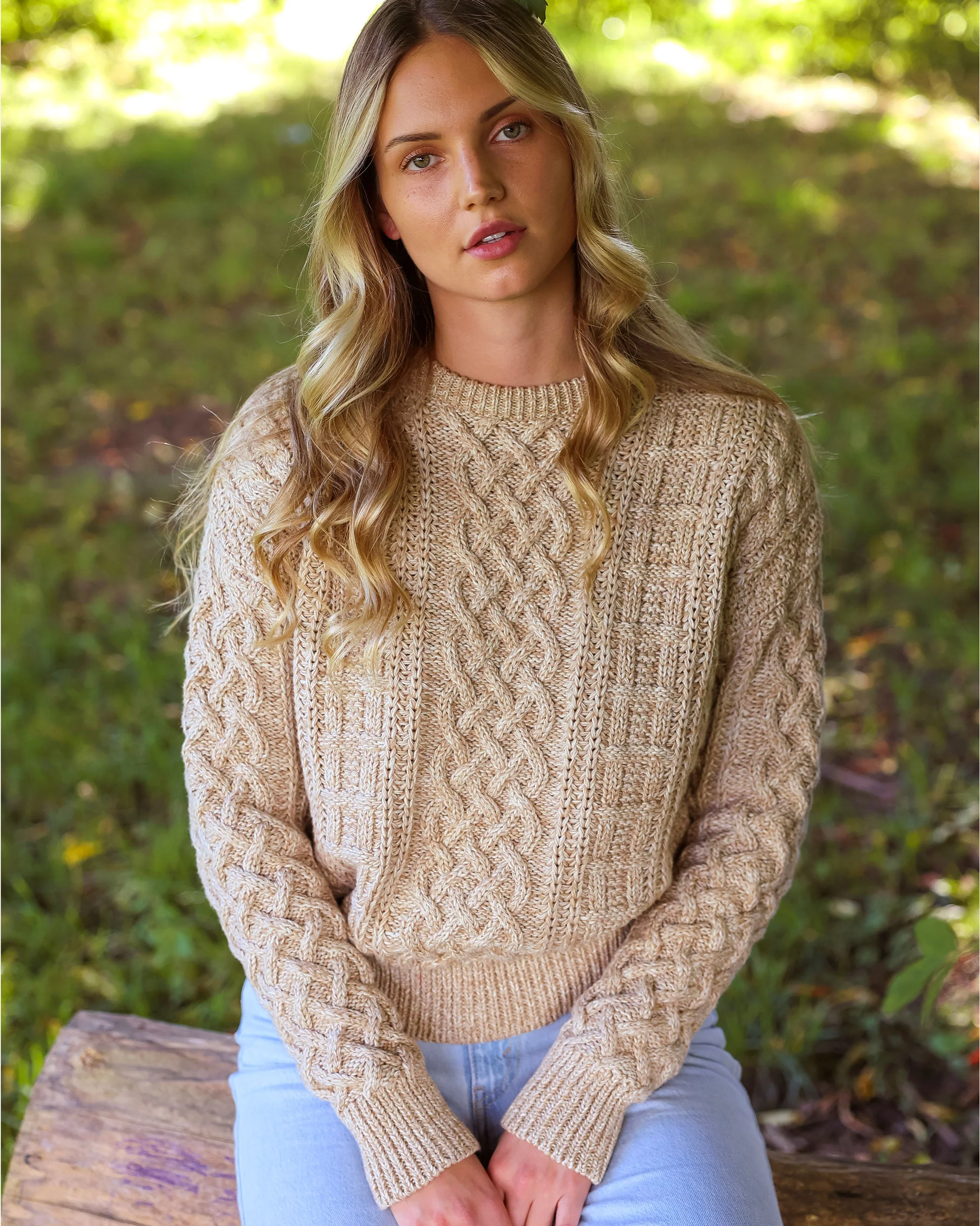 Ivy Cable Knit Sweater Heather Beige - Unisex - Image 4
