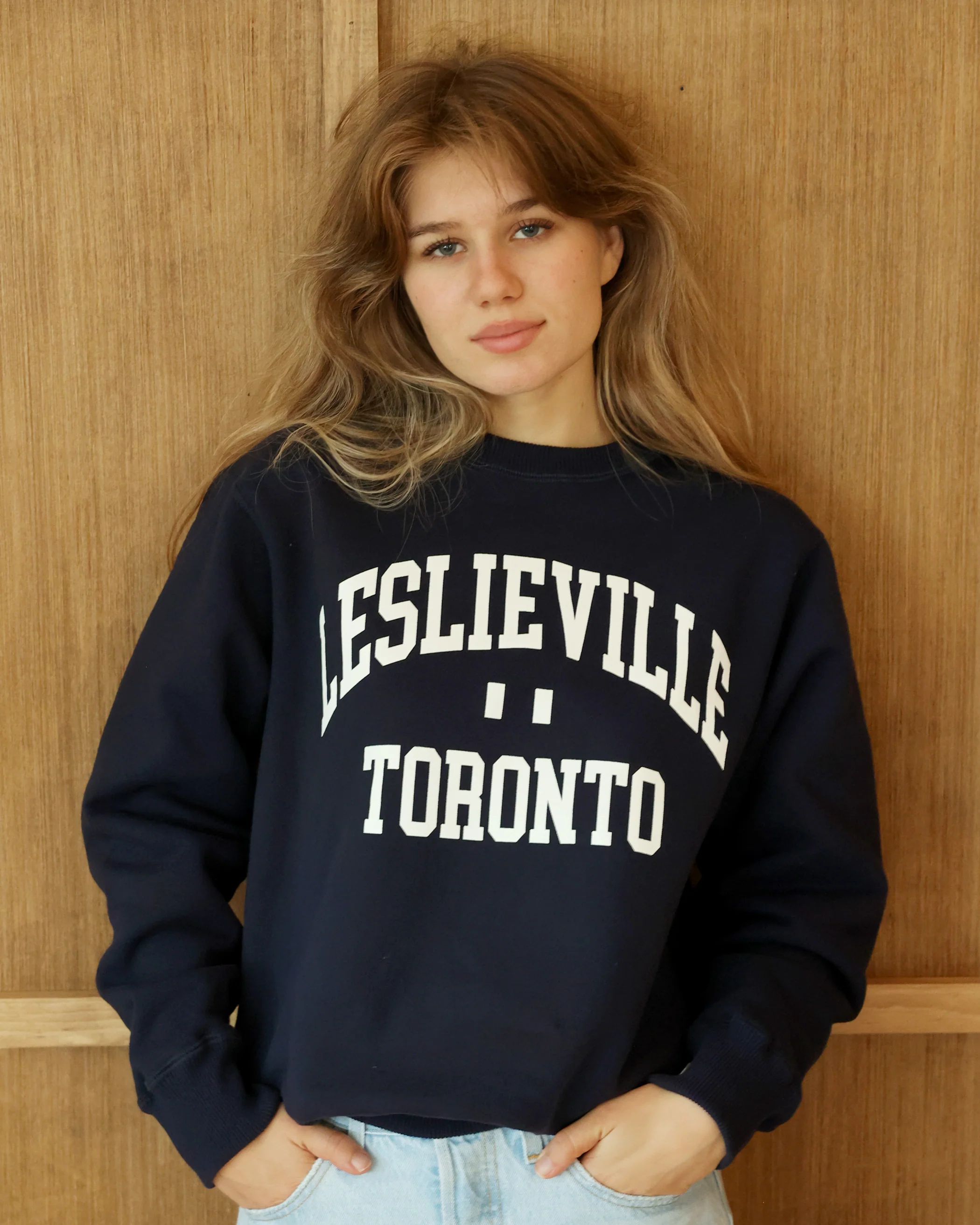 Leslieville Fleece Sweatshirt Navy - Unisex - Image 3