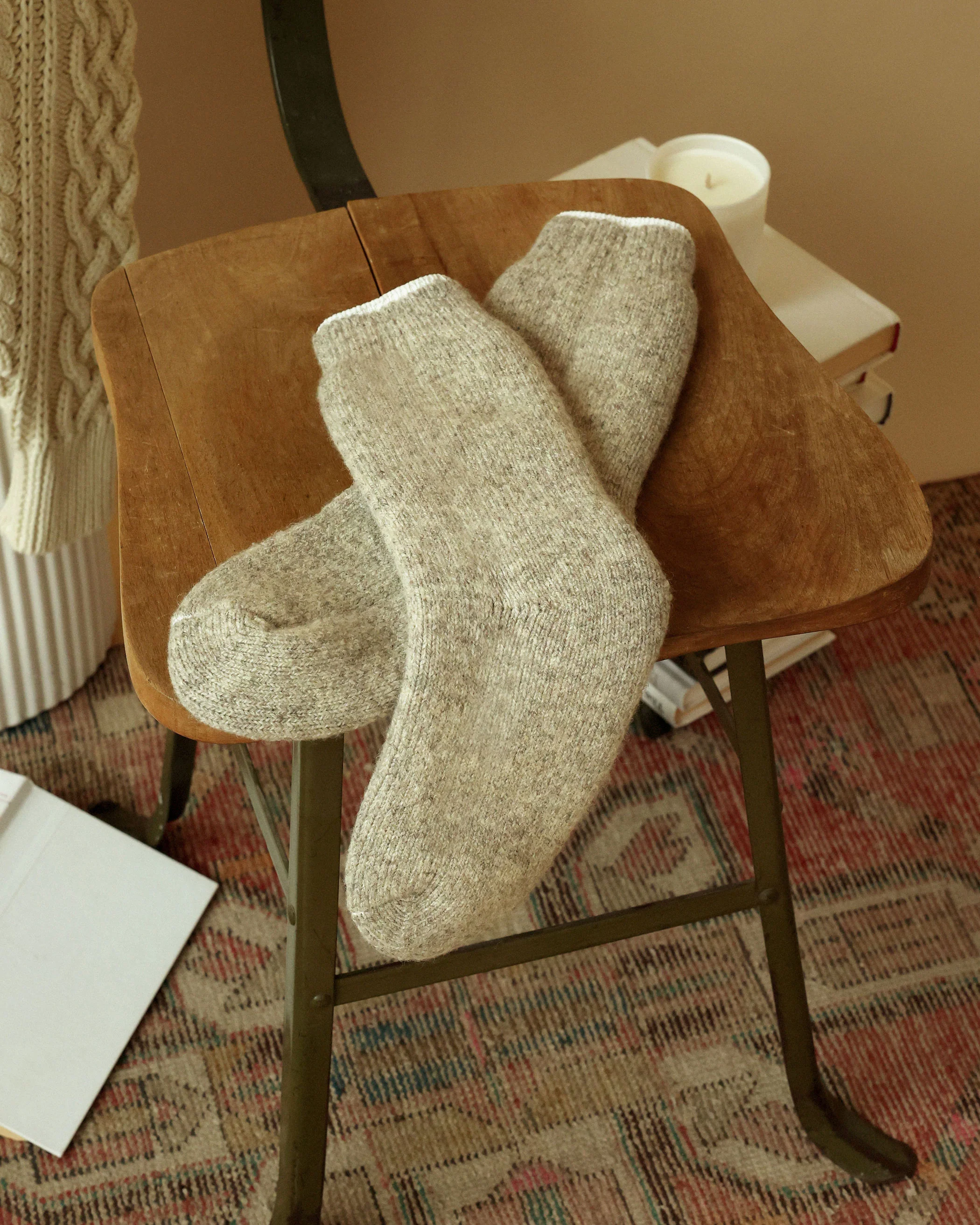 Long Slipper Sock Natural - Image 7