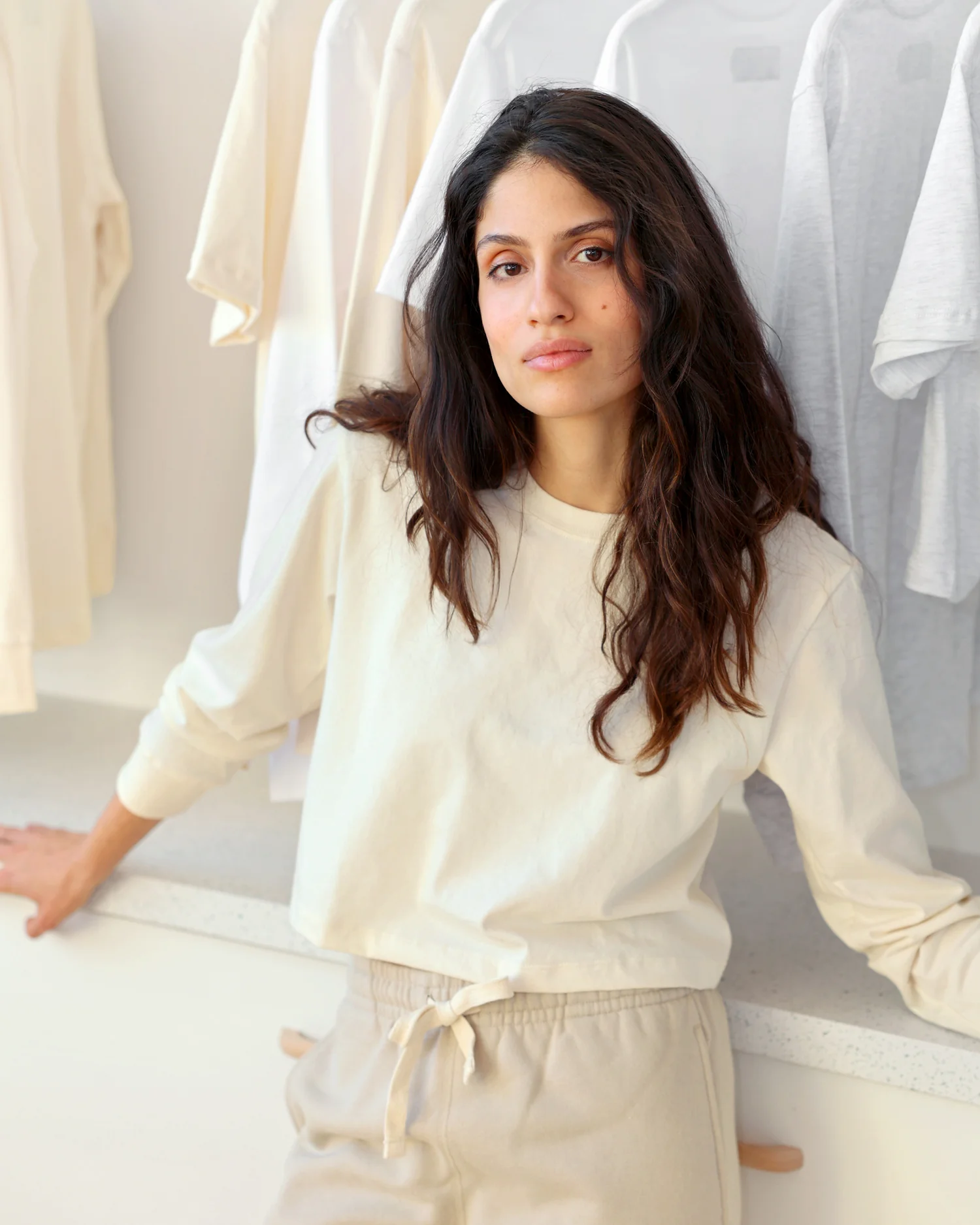 Monday Long Sleeve Crop Top Natural - Image 7